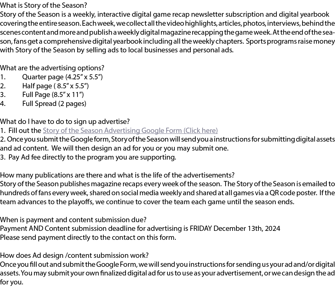 What is Story of the Season? Story of the Season is a weekly, interactive digital game recap newsletter subscription ...